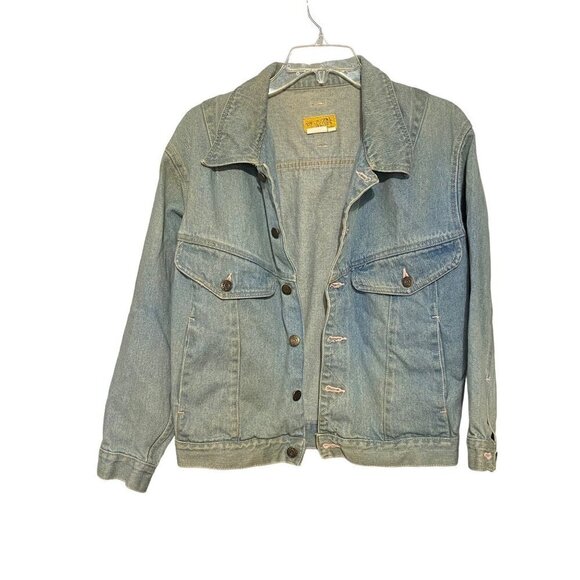 Vintage Uniform Blues Classic 70's Light Wash Denim Jacket Pink Stitching Womens - Picture 1 of 9